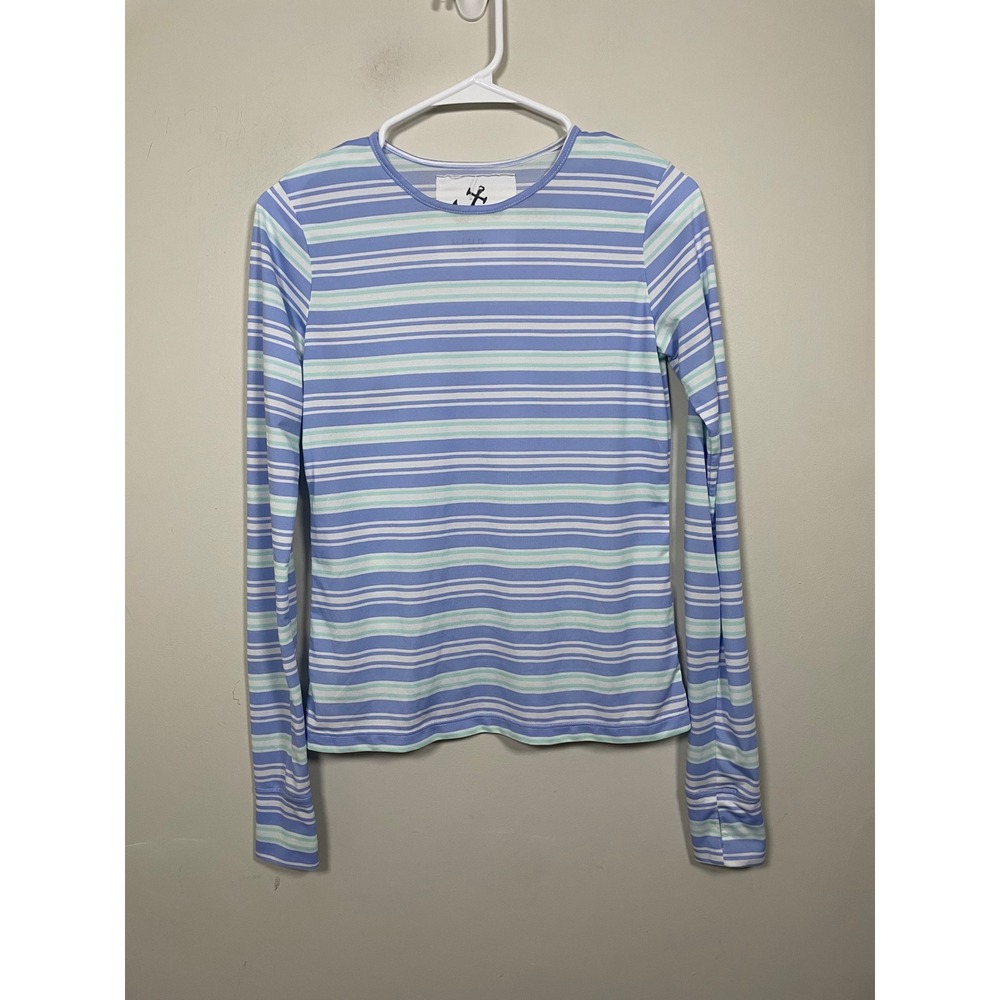 HiHo Stripe Long Sleeve Shirt Blue Stripe‎ Size Small Lightweight Beach Vacation